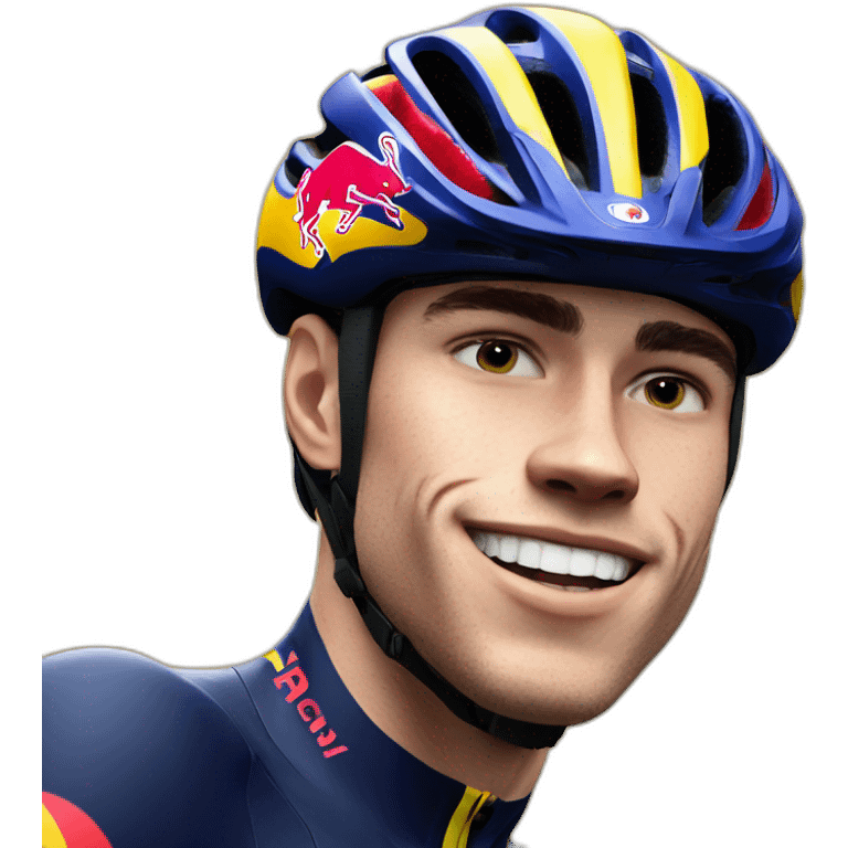 Wout Van Aert wearing red bull helmet emoji