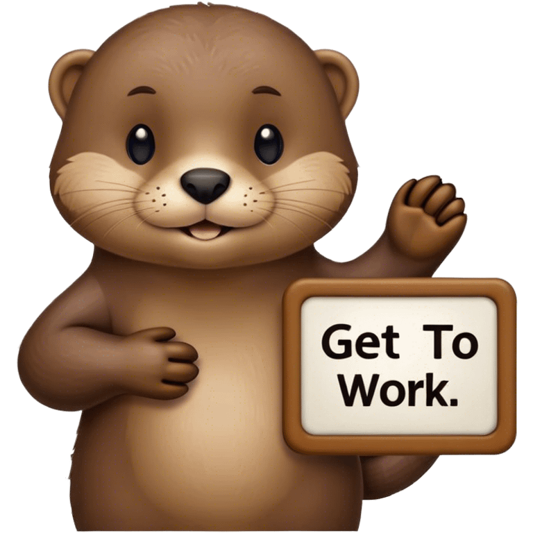 otter holding 1 sign that says get to work  emoji