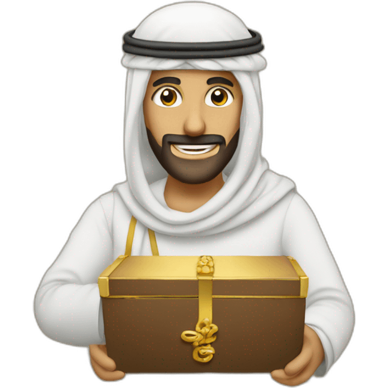 Homme arabe avec billet qui tombe du ciel emoji