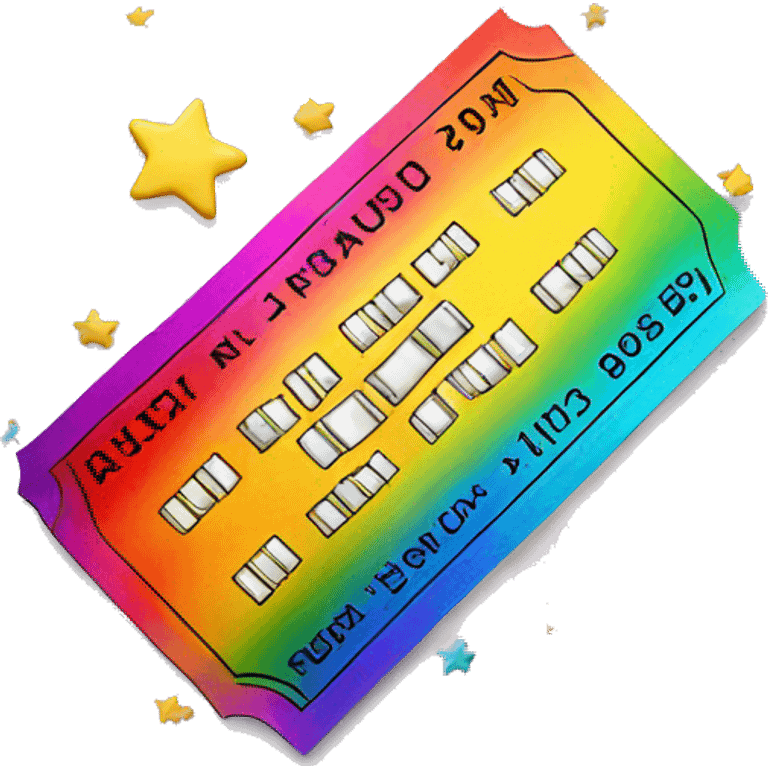 ticket, rainbow color, star-studded emoji