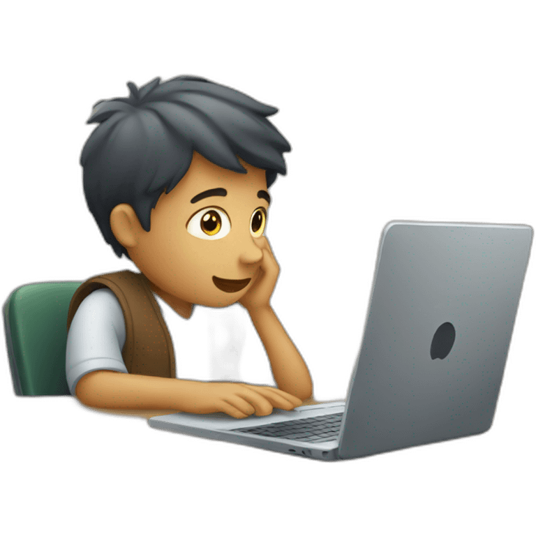 A boy who is busy in watching  mobile emoji