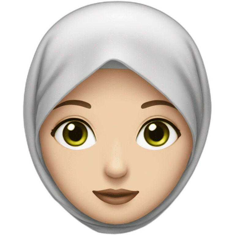 a white woman hijab muslim with green eye and rosy skin emoji