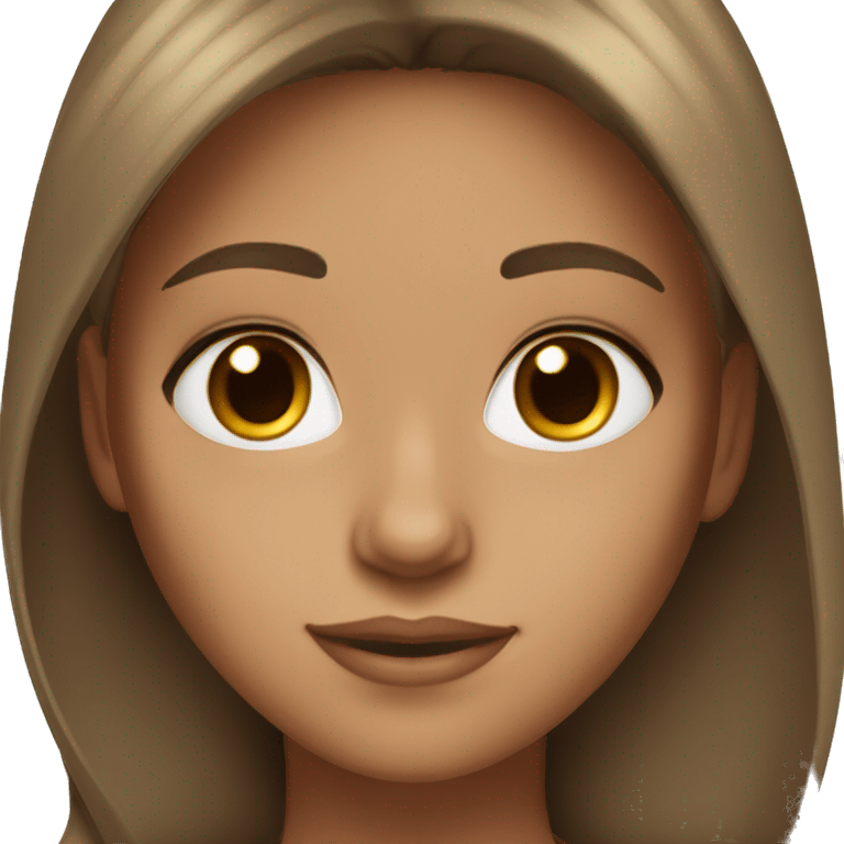 girl tan skin brown eyes brown hair with subtle blonde highlights and long lashes emoji