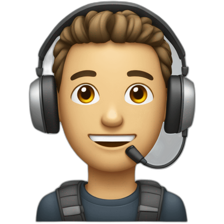 puedes hacer una persona con un computador movil y unos auriculares emoji