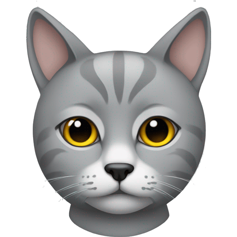 Gato triste de color gris solo rostro emoji