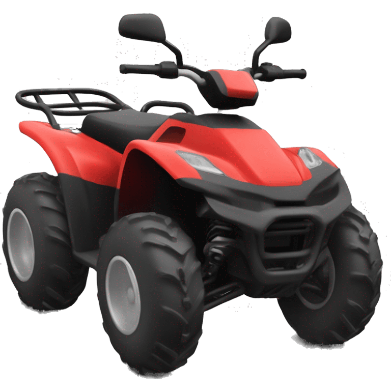 red quad bike with a large black circular safety roll bar,  positioned behind the seat. The roll bar will be the height of a seated person on the bike.  emoji