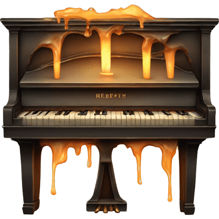 vintage piano with melted candles on top emoji