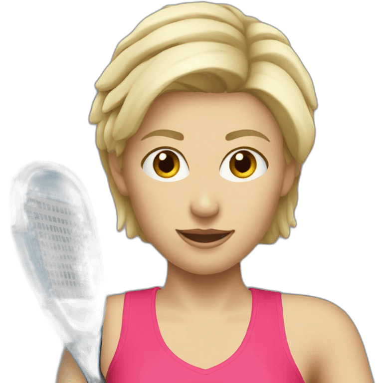 Blonde lady short hair playing padel emoji