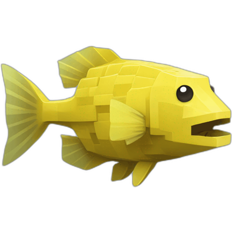 cube yellow fugu fish with two fins and tail in minecraft style full size emoji