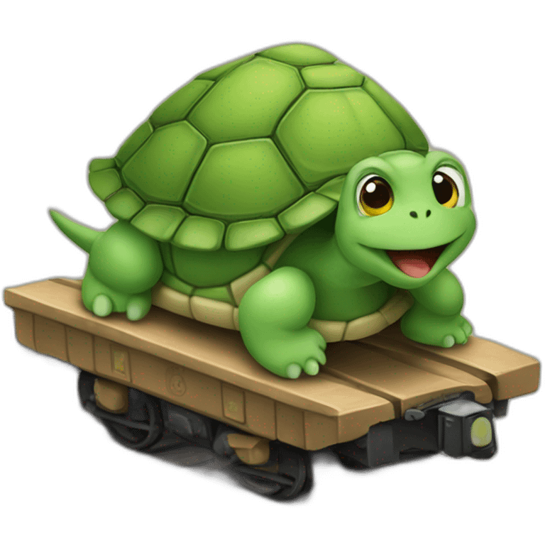 Tortue sur un train emoji