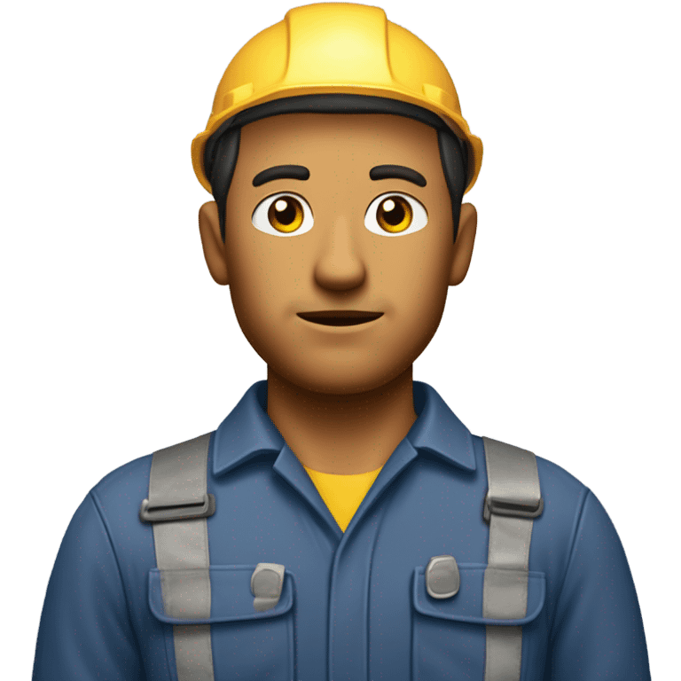 blue collar worker photorealistic serious emoji