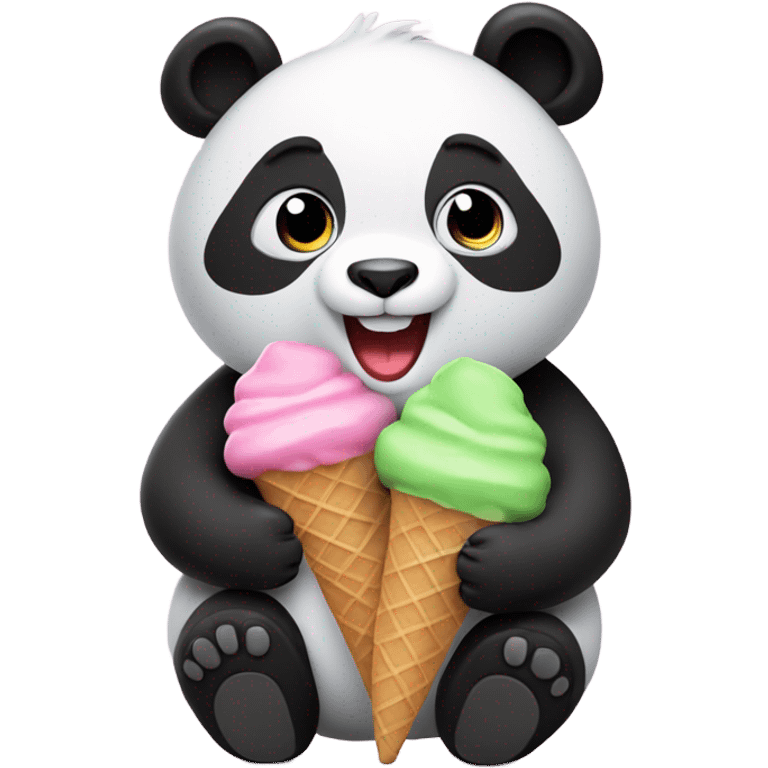 Panda eating ice cream emoji