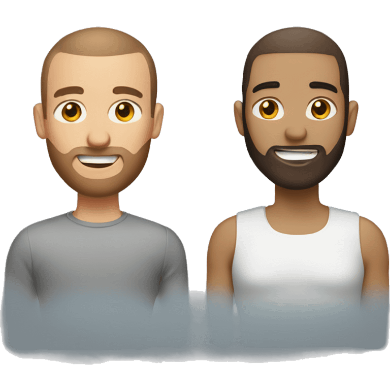 Couple. Guy with brown buzzcut and brown beard. Girl with brown hair. Both light to medium skin. emoji