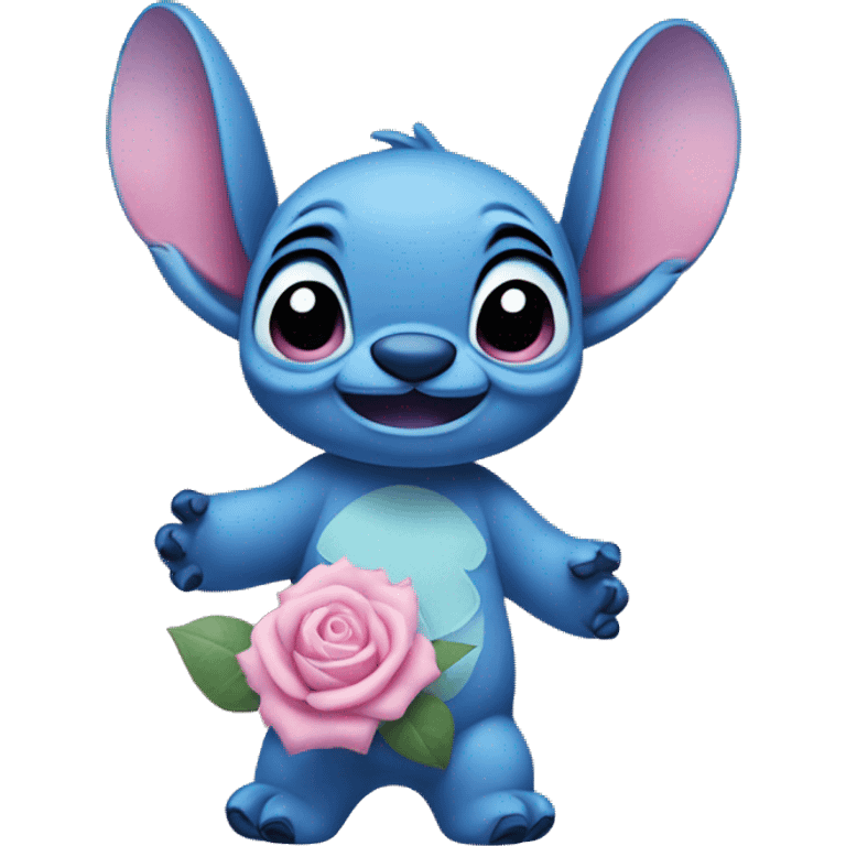 Stitch with Pastel blue and pink roses emoji