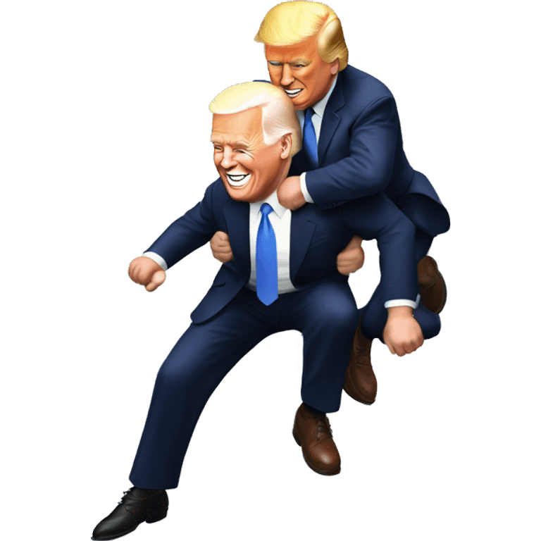 donald trump giving joe biden a piggy back ride  emoji