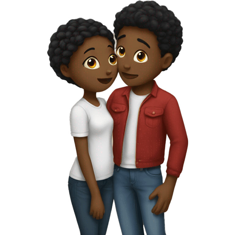 Mixed boy kissing black girl  emoji