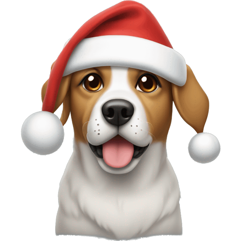 Dog wearing a Santa hat emoji