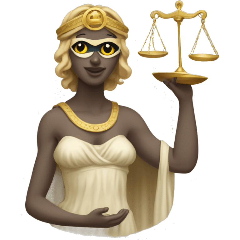 goddess Themis holding scale in her hand while blindfolded emoji