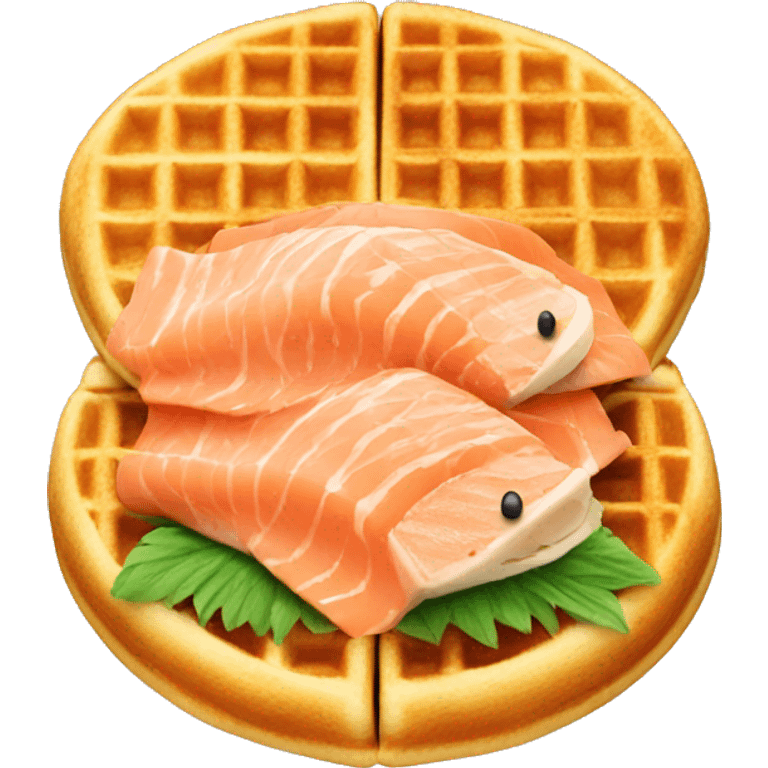 Waffles with salmon and cheese emoji