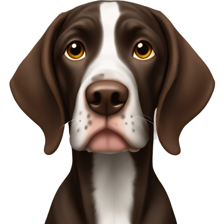 brown gsp dog, dark brown roan with eyes, dark brown fur emoji