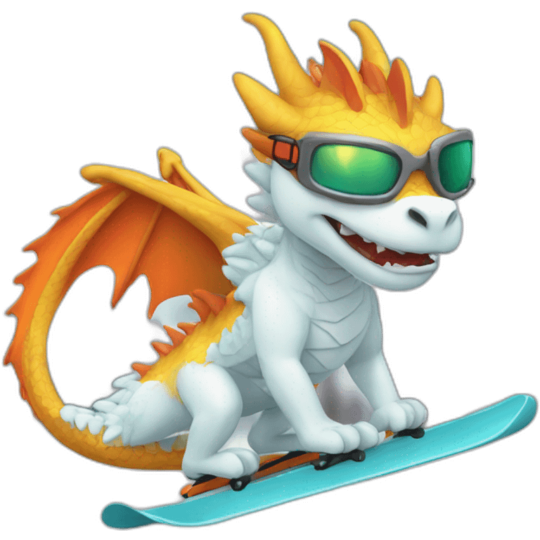 dragon cute skiing emoji