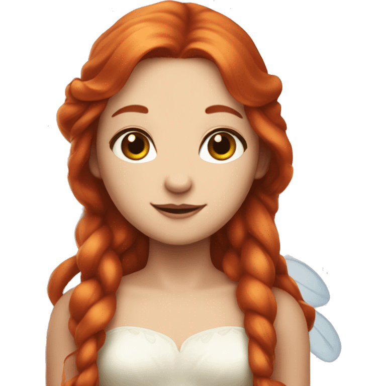 a white skin fairy with wings, long red hair and brown eyes emoji