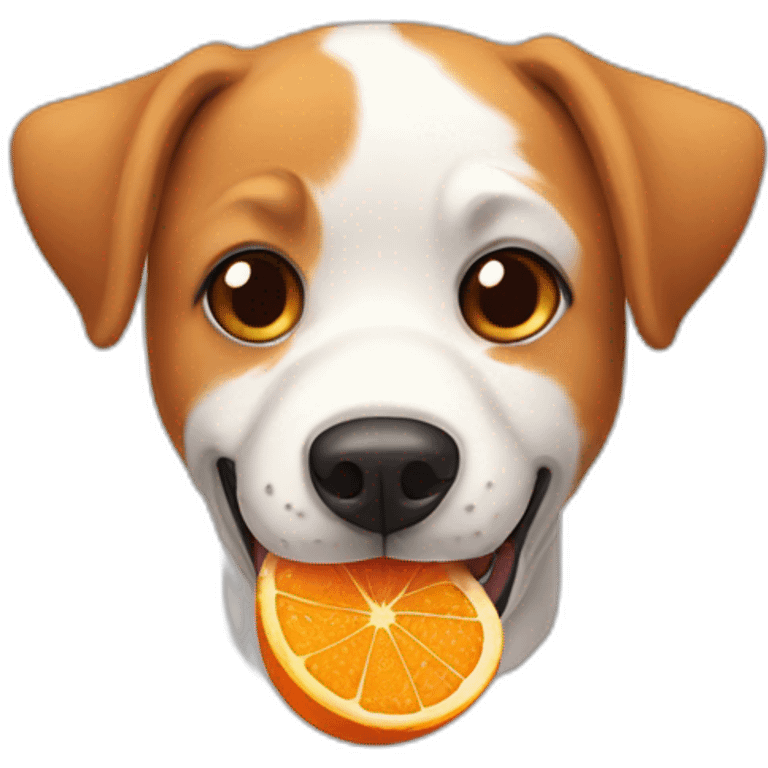 Perro comiendo naranja emoji