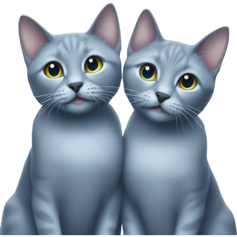 Two Russian Blue cats in snowflake  emoji