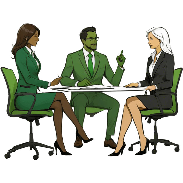 two women one men lawyer meeting emoji