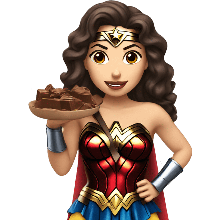 wonder woman eating chocolate emoji