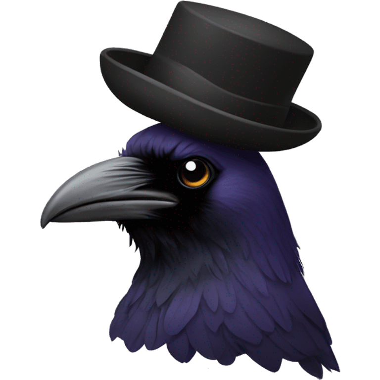 Raven wearing a hat emoji