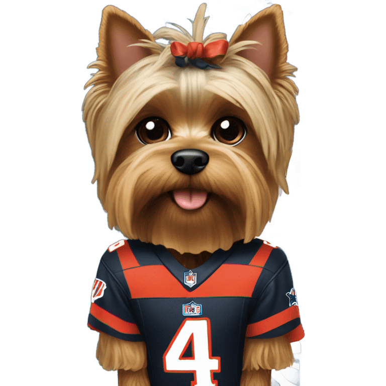 Yorkie wearing a NFL jersey emoji