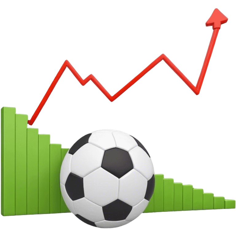 Cinematic realistic 3d growing graph  next to a soccer ball emoji