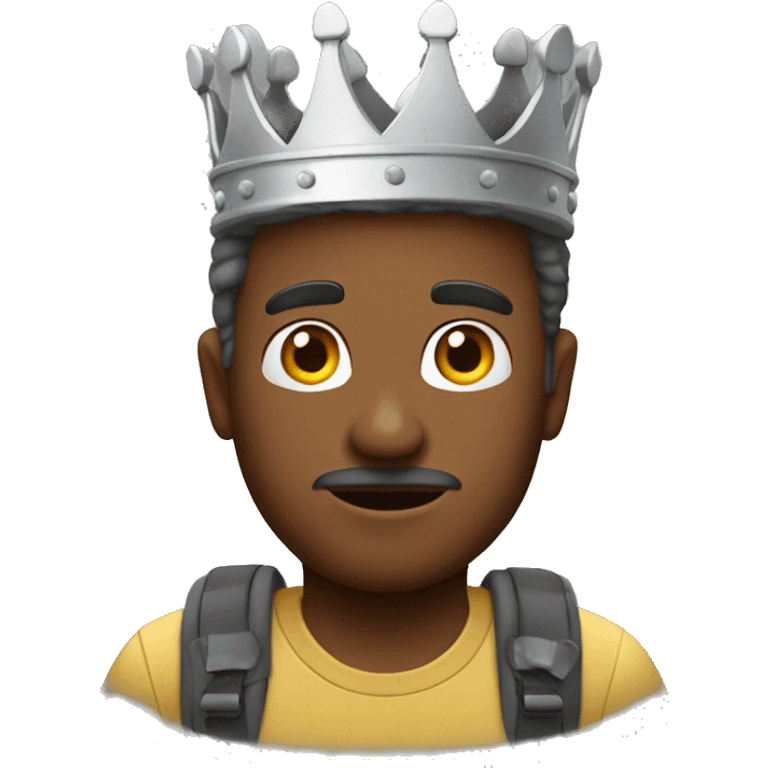 a man who goes hiking with a crown on his head emoji