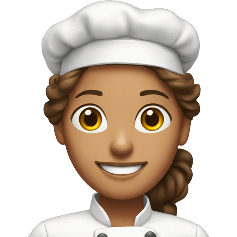 Crear a emoji  woman chef brown hair and smiling with love emoji