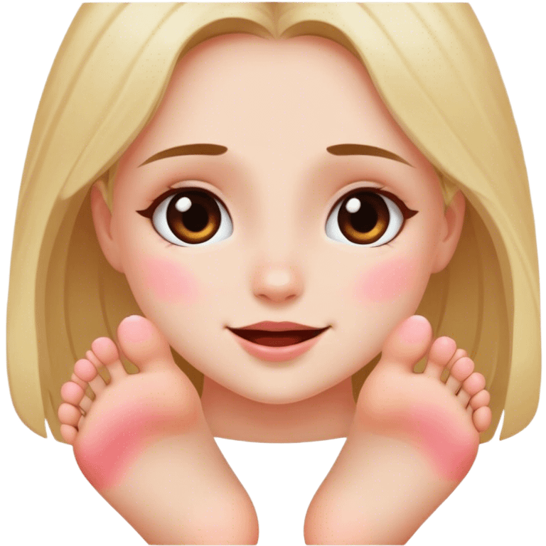 Feet and a girl blushing  emoji