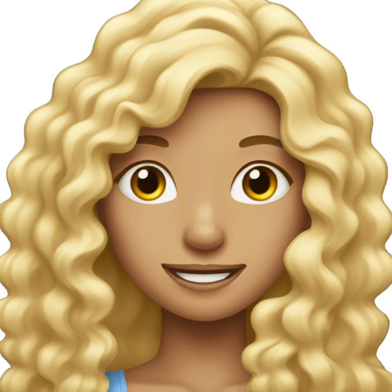 blonde girl blonde long curly hair winking emoji