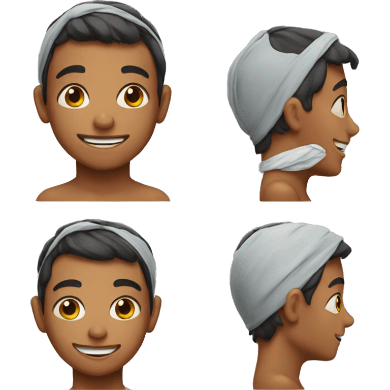 smiling boy with bra on head emoji