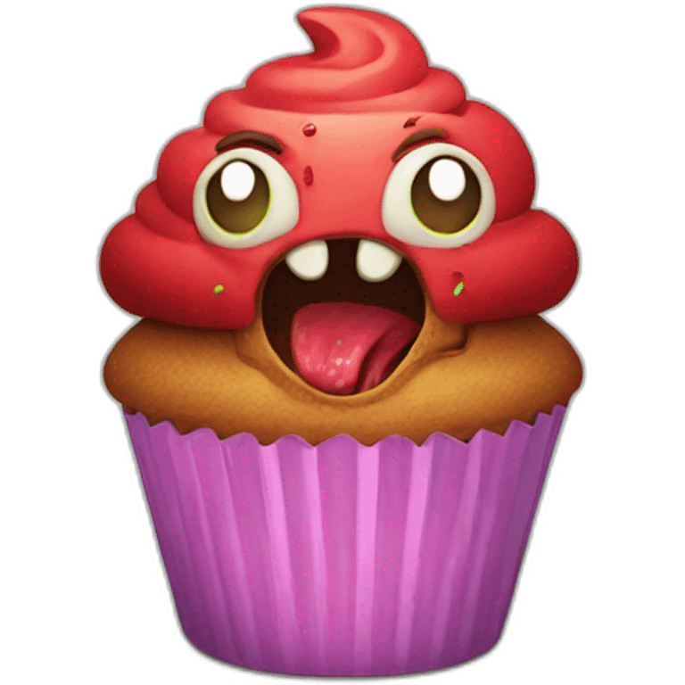 Happy zombie cupcake  emoji