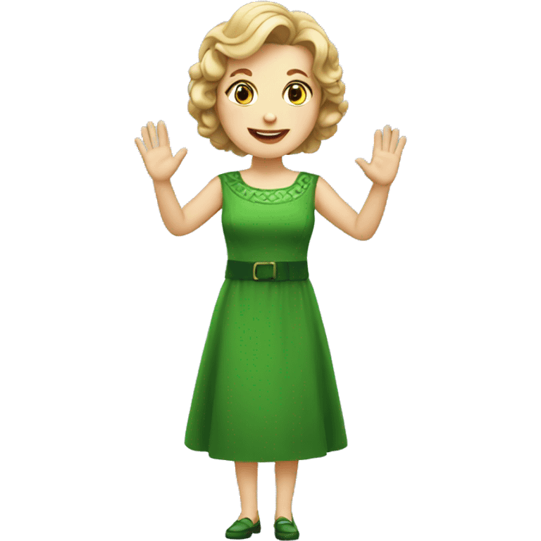 irish woman in dress waving emoji