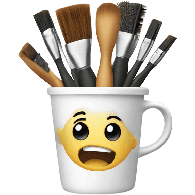 Realistic hair brushes in a white cup holder emoji