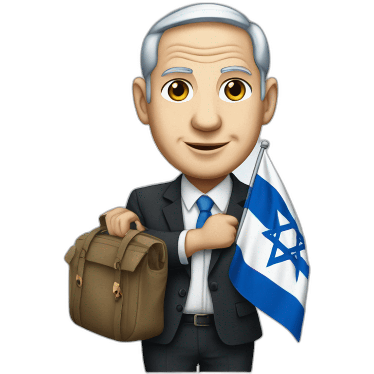 Benjamin Netanyahu carrying an Israeli flag emoji