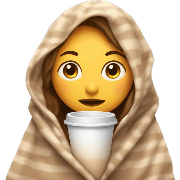 girl inside a blanket sipping coffee eyes closed emoji