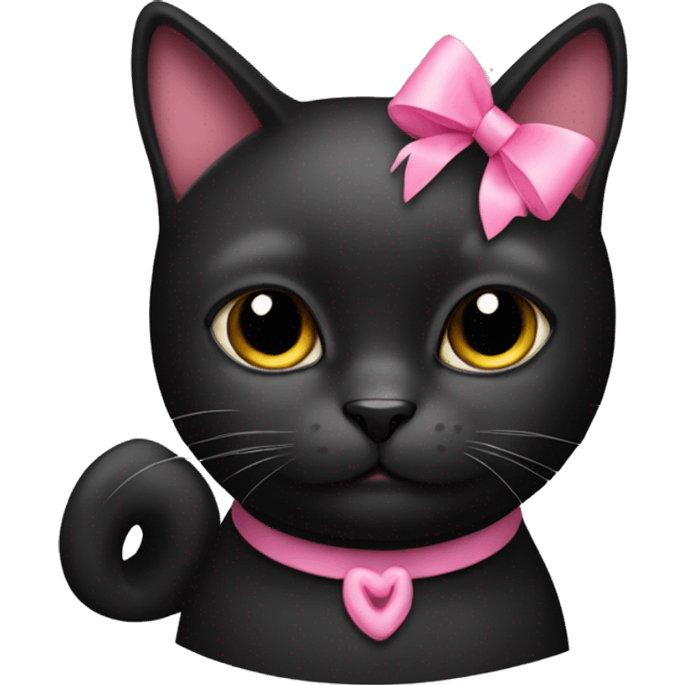 black cat with pink bow emoji