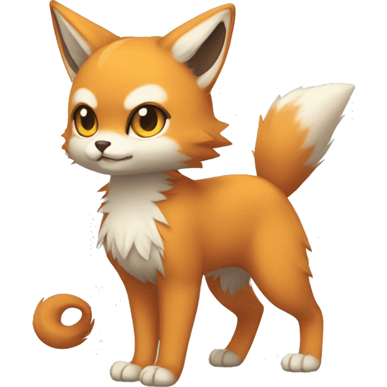 a chibi-style cat-fox-Fakémon-hybrid full body emoji