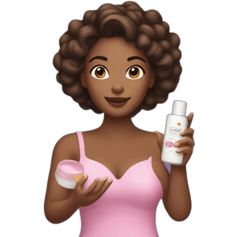 a woman with cosmetic products in her hand emoji