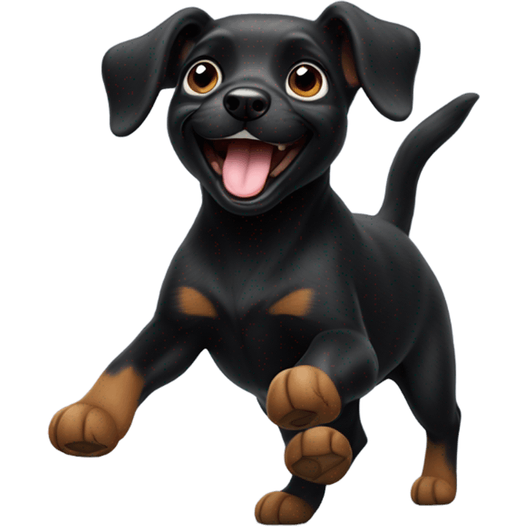 Small black dog dancing emoji