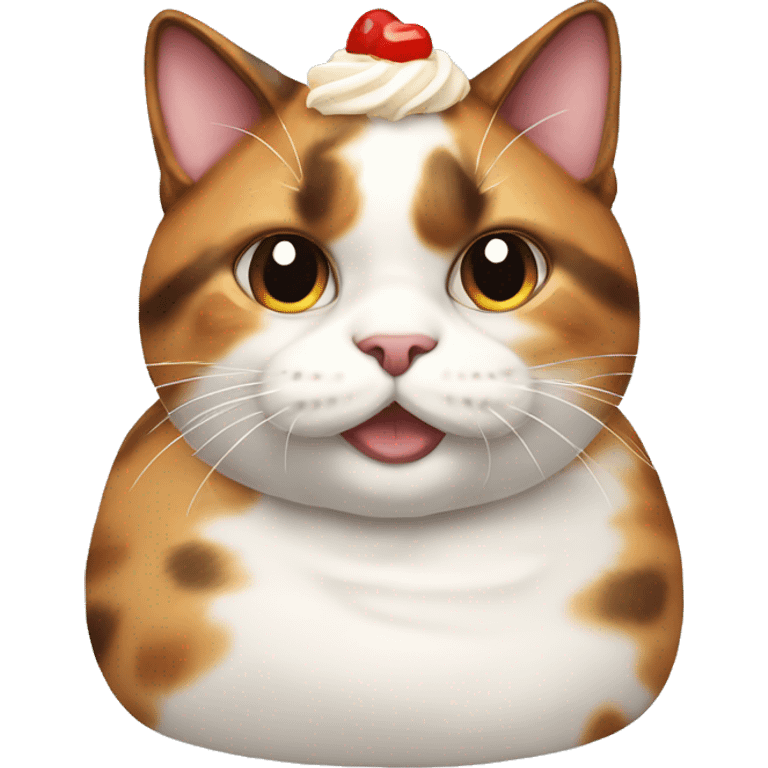 Realistic Fat calico cat with sundae emoji