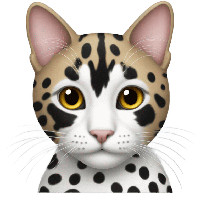 Black & white cow spotted cat  emoji