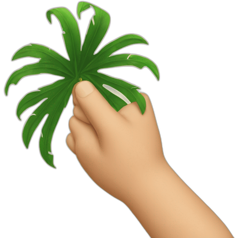 A thumb being squeezed by a palm emoji